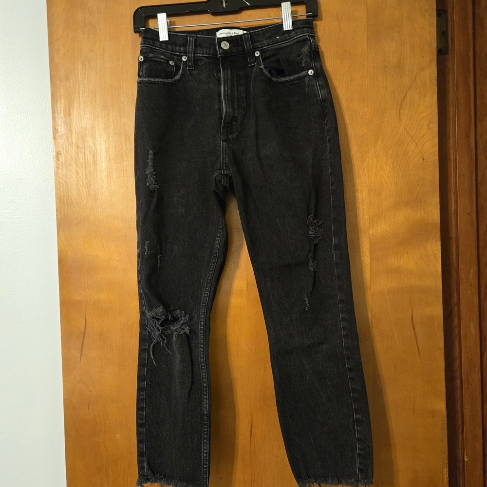 Abercrombie & Fitch The Mom High Rise Black Jeans Size 25